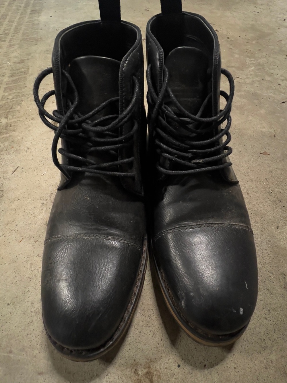 Men's Black Leather Lace-Up Boots, used!